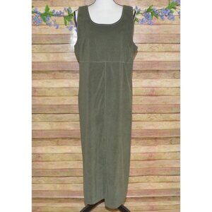 White Stag Ladies Green Faux Suede Sleeveless Maxi Dress Size L 12/14 90's Y2K
